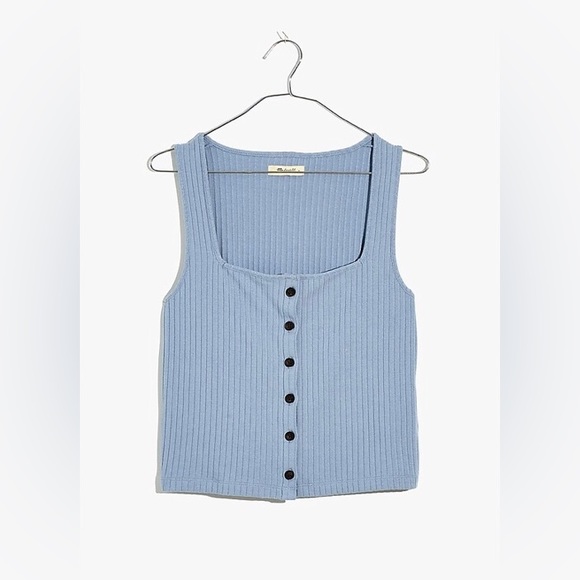 Madewell Ribbed Button Front Crop Top - Picture 4 of 7